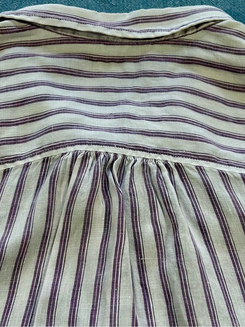 Lauren Ralph Lauren Linen White Top with Purple Stripes - Picture 3 of 10
